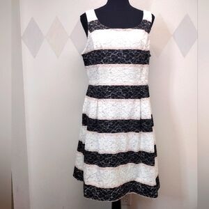 Signature Robbie Bee striped lace fit and flare dress size 14